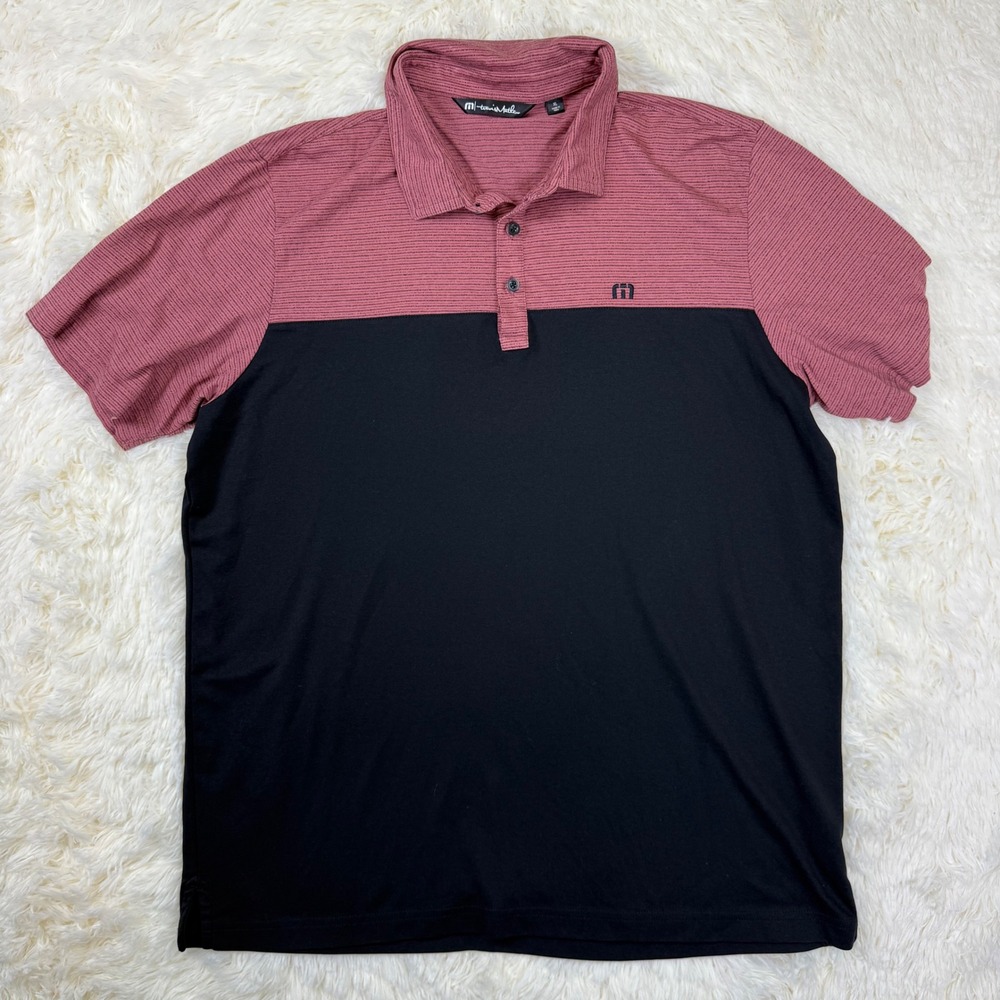Travis Mathew Polo Shirt Mens XL Colorblock Pima Cotton Blend Golf Sporty Preppy